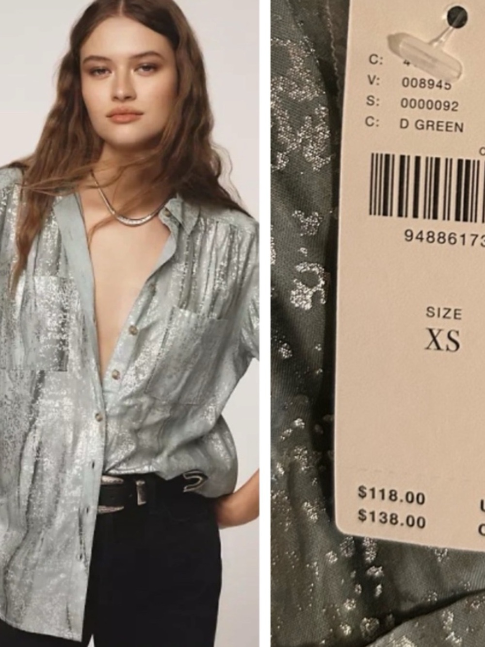 Pilcro Foil Shine Buttondown Shirt